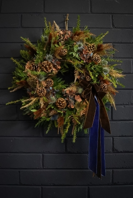 Cobalt and Ember Luxury Door Wreath
