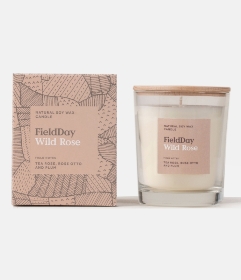 Field Day Wild Rose Natural Soy Wax Candle (Tea Rose, Rose Otto & Plum)